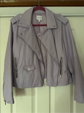 Nine West Pastel Lilac Faux Leather Moto Jacket